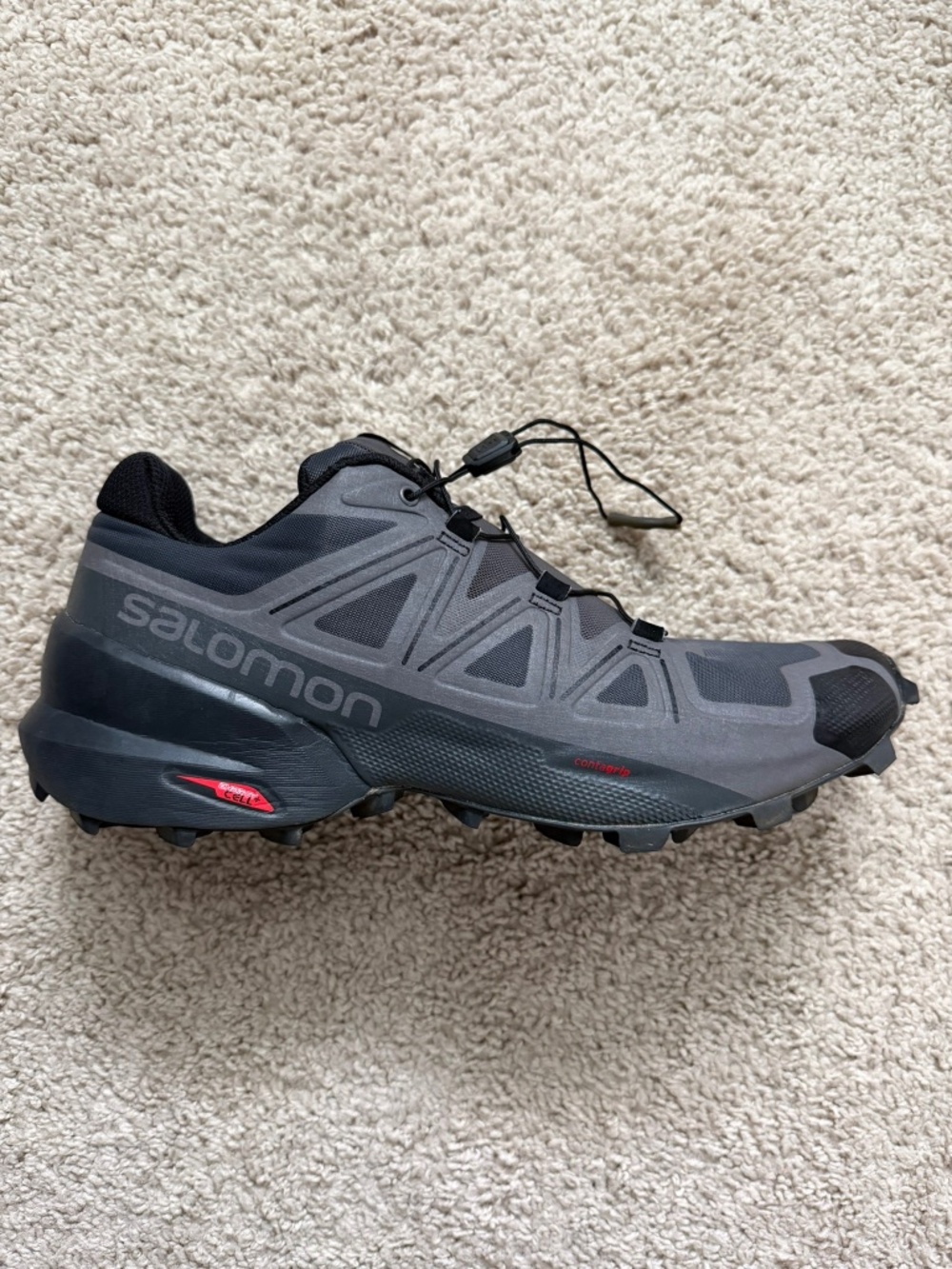 Salomon Speedcross 5 Mens Size 9.5 Trail Running Shoes Black Grey 410429